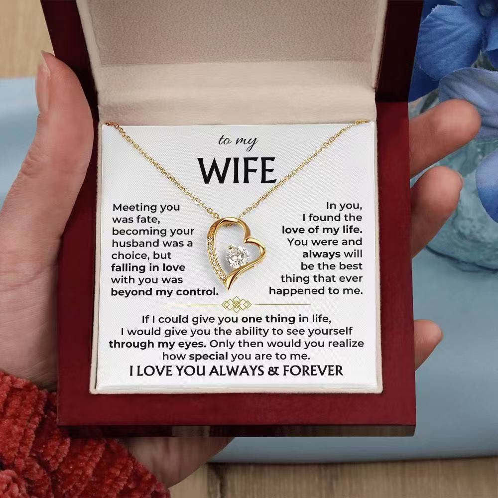 💝 Forever Love Necklace – Heart Pendant Gift for Wife, Anniversary & Special Moments ✨