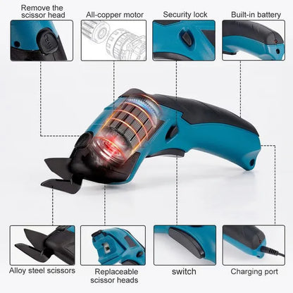 ✂️ Cordless Rechargeable Electric Scissors 🔋 – Ergonomic Fabric, Leather & Cardboard Cutter for Crafts & DIY
