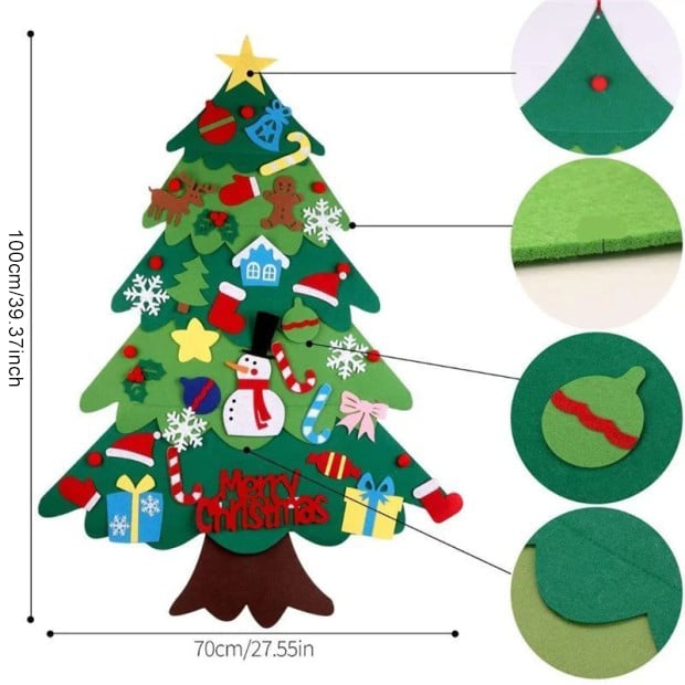 🎅DIY Felt Christmas Tree Wall Decoration — Creative Holiday Gift for Kids 🎨