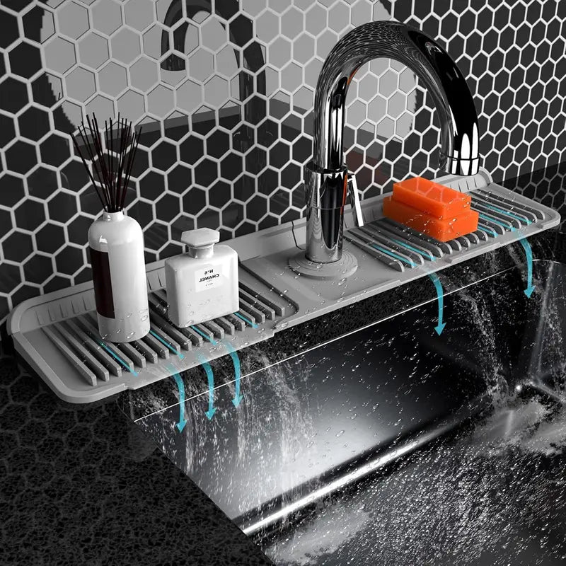 JEREMYTIS™ Silicone Faucet Mat 💧🧽 – Foldable Splash Guard & Sink Organizer