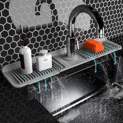 JEREMYTIS™ Silicone Faucet Mat 💧🧽 – Foldable Splash Guard & Sink Organizer