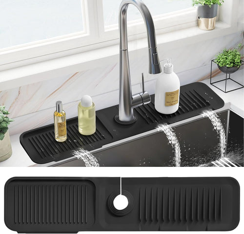 JEREMYTIS™ Silicone Faucet Mat 💧🧽 – Foldable Splash Guard & Sink Organizer