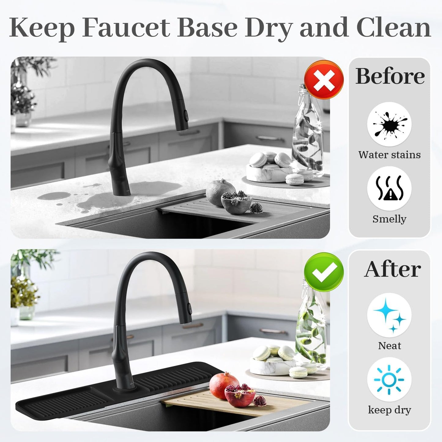 JEREMYTIS™ Silicone Faucet Mat 💧🧽 – Foldable Splash Guard & Sink Organizer