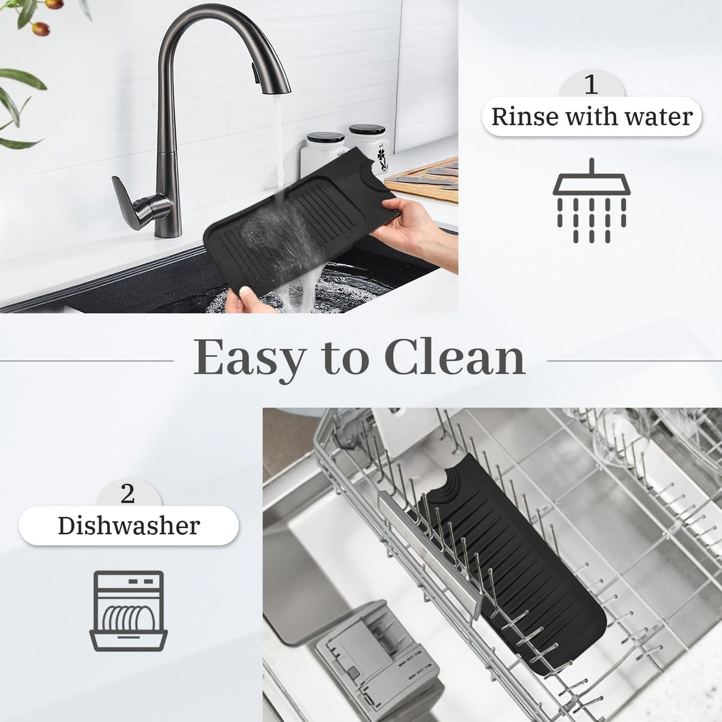 JEREMYTIS™ Silicone Faucet Mat 💧🧽 – Foldable Splash Guard & Sink Organizer