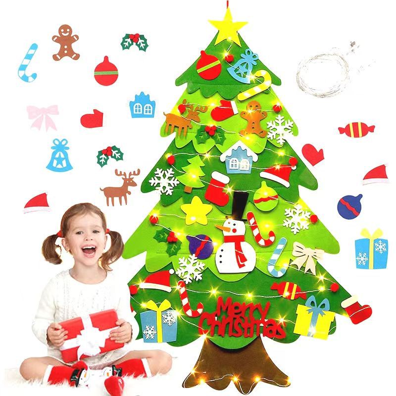🎅DIY Felt Christmas Tree Wall Decoration — Creative Holiday Gift for Kids 🎨