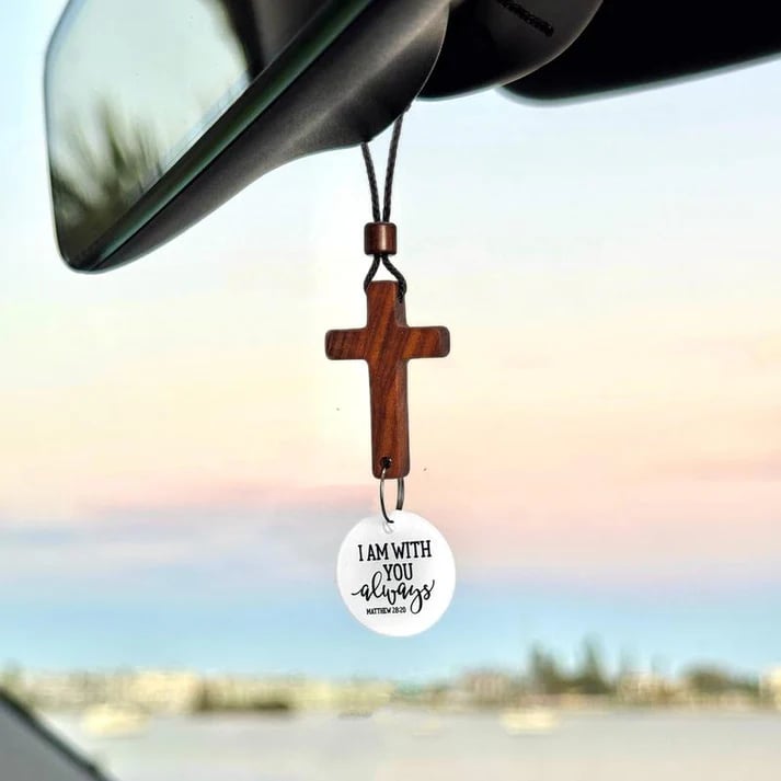 ✝️Car Rearview Cross – Tap for a New Bible Verse Every Day ✨