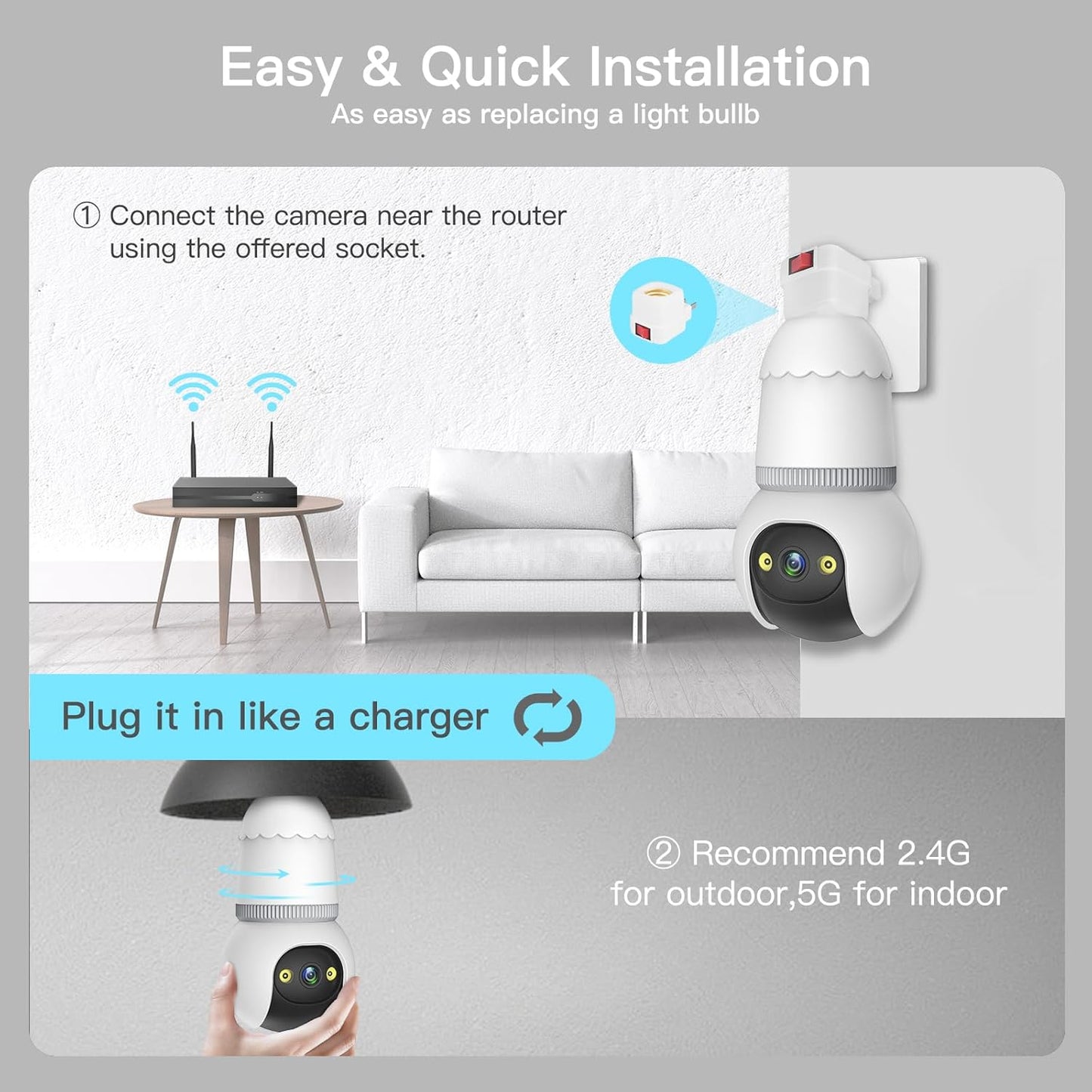 🌎 Easy-Install WiFi Bulb Camera | Protect Your Family Anytime, Anywhere ✨