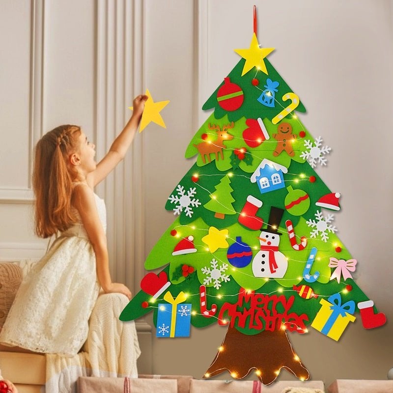 🎅DIY Felt Christmas Tree Wall Decoration — Creative Holiday Gift for Kids 🎨