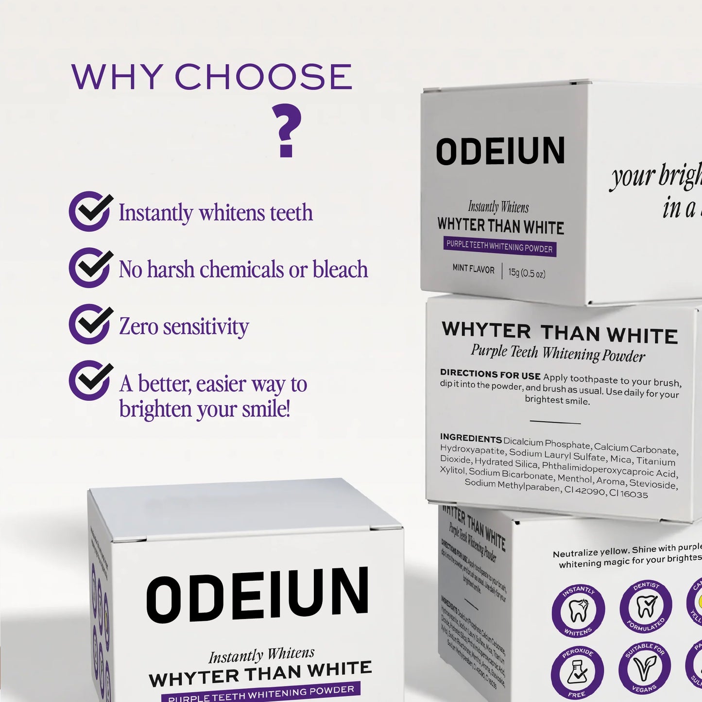 Buy 2 Get 1 Free 🎁|💜 ODEIUN™ Purple Teeth Whitening Powder — Instantly Erase Yellow Stains 😁✨