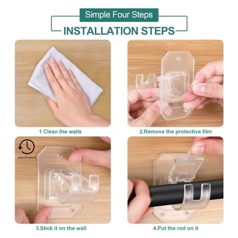 ✨Buy 2 Get 1 Free|🔧 No-Drill Curtain Brackets — Hold Up to 13 lbs! 💪
