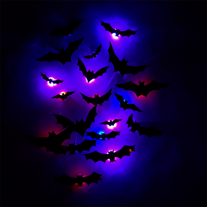 🔥Halloween Sale - 50% off 🎃Halloween 3D Flying Bats with Lights – Easy Spooky Home Transformation 👻