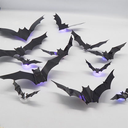 🔥Halloween Sale - 50% off 🎃Halloween 3D Flying Bats with Lights – Easy Spooky Home Transformation 👻