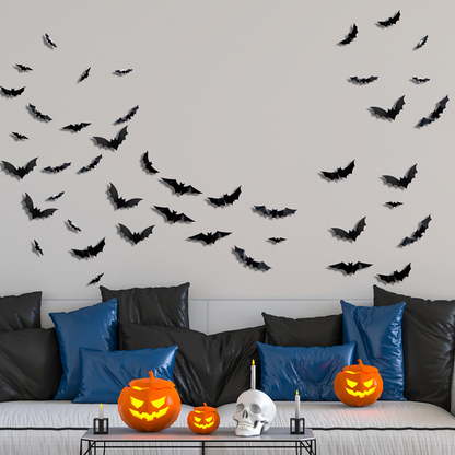 🔥Halloween Sale - 50% off 🎃Halloween 3D Flying Bats with Lights – Easy Spooky Home Transformation 👻